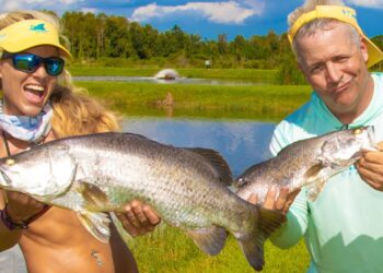 Barramundi FARM FISHING Challenge! Darcizzle vs. Puddin