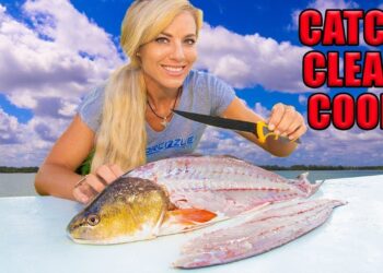 REDFISH on the Half Shell (Catch Clean Cook) Our First Red Drum EVER!