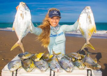 Surf Fishing for Florida POMPANO (Catch Clean Cook) Nut Encrusted with Coconut Sauce!
