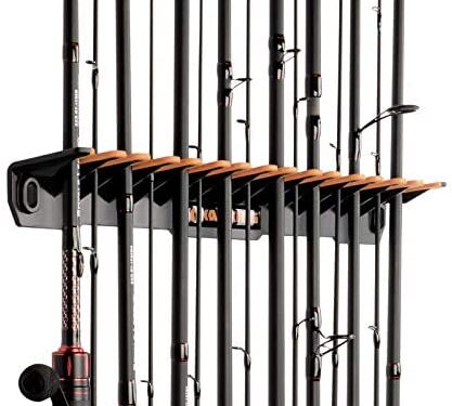 KastKing Patented V15 Vertical Fishing Rod Holder – Wall Mounted Fishing Rod Rack, Store 15 Rods or Fishing Rod Combos in 18 Inches, Great Fishing Pole Holder and Rack
