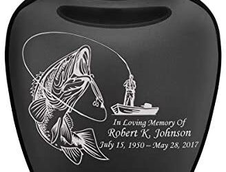 GetUrns Adult Embrace Custom Engraved Fishing Cremation Urn (Charcoal)