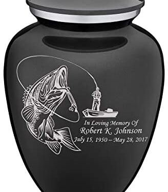 GetUrns Adult Embrace Custom Engraved Fishing Cremation Urn (Charcoal)