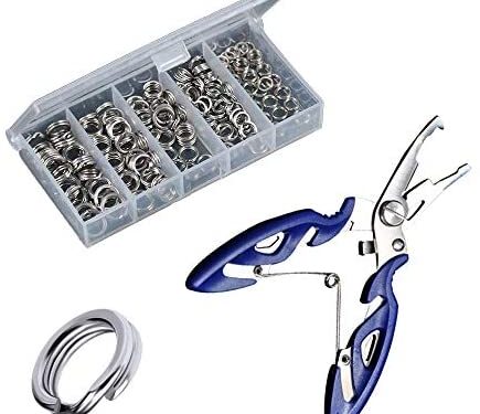 Greatfishing 200PCS High Strength Heavy Stainless Steel Split Ring Lure Tackle Connector with Fishing Pliers Fishing Accessory