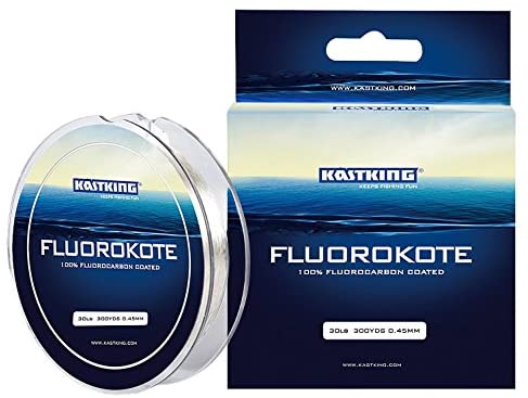 KastKing FluoroKote Fishing Line – 100% Pure Fluorocarbon Coated – 300Yds/274M 150Yds/137M Premium Spool – Upgrade from Mono Perfect Substitute Solid Fluorocarbon Line