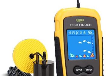 LUCKY Handheld Fish Finder Portable Fishing Kayak Fishfinder Fish Depth Finder Fishing Gear with Sonar Transducer and LCD Display