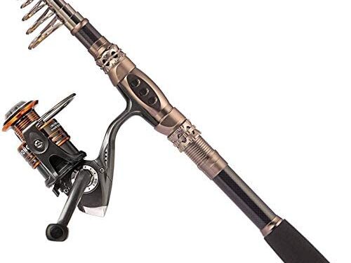 PLUSINNO Spin Spinning Rod and Reel Combos Carbon Telescopic Fishing Rod with Reel Combo Sea Saltwater Freshwater Kit Fishing Rod Kit