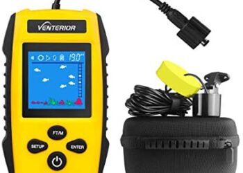 Venterior Portable Fish Finder Handheld Fishfinder Depth Finder Fishing Gear with Sonar Transducer, LCD Display, Water Resistant Bag and Hard Travel Case