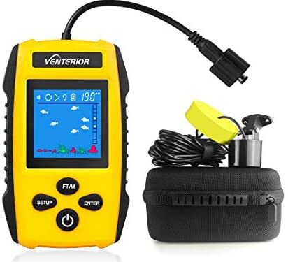 Venterior Portable Fish Finder Handheld Fishfinder Depth Finder Fishing Gear with Sonar Transducer, LCD Display, Water Resistant Bag and Hard Travel Case