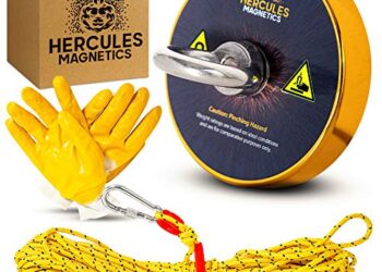 Hercules Magnetics Magnet Fishing Kit – 900Lbs Fishing Magnet with 30M Rope – Fishing Kit – Ultra-Powerful Fishing Magnets with Rope – Triple-Layer Ni-Cu-Ni Coating – Unique Gold Magnet Fishing Magnet