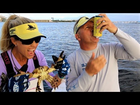 CAN CRUSHING Force of a Stone CRAB CLAW! Crabbing in Florida!