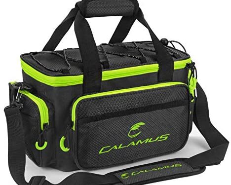 Calamus Fishing Tackle Bags – Fishing Bags for Saltwater or Freshwater Fishing – Rip-Stop PE – Padded Shoulder Strap – Pliers Storage