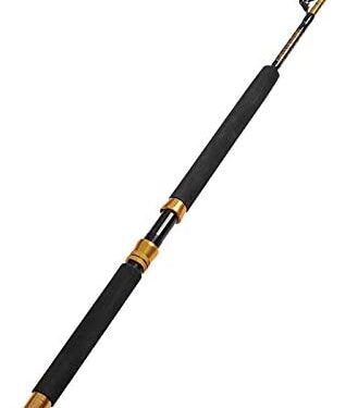 Fiblink 1-Piece/2-Piece Saltwater Offshore Heavy Trolling Rod Big Game Roller Rod Conventional Boat Fishing Pole (5-Feet 6-Inch, 30-50lb/50-80lb/80-120lb)