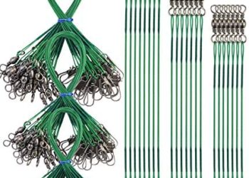 Fireboomoon 72 PCS Fishing Leader Wire,Tooth Proof Nylon-Coated Steel Fishing Line Wire Leaders with Swivels and Snaps(Green,3 Sizes)