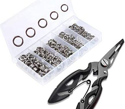 Greatfishing 200PCS High Strength Heavy Stainless Steel Split Ring Lure Tackle Connector with Fishing Pliers Fishing Accessory