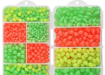 OROOTL Glow Fishing Beads Saltwater Freshwater, 1000pcs Soft Plastic Fish Beads Luminous Round Oval Egg Beads Assortment Fishing Tackle Tools for Rigs Leaders