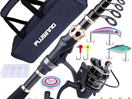 PLUSINNO Fishing Rod and Reel Combos Carbon Fiber Telescopic Fishing Rod with Reel Combo Sea Saltwater Freshwater Kit