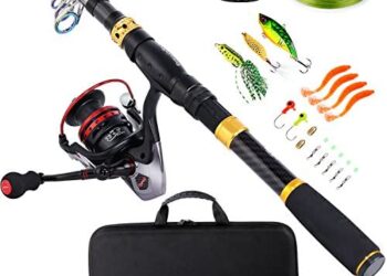 Sougayilang Fishing Rod Combos with Telescopic Fishing Pole Spinning Reels Fishing Carrier Bag for Travel Saltwater Freshwater Fishing