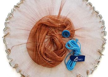Drasry Saltwater American Fishing Cast Net 3/8inch Mesh Size for Bait Trap Fish Heavy Duty Throw Net 4FT/5FT/6FT/7FT Radius Size