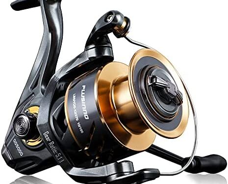 PLUSINNO GG Fishing Reel, High Speed Spinning Reel with 5.1:1 – 5.7:1 Gear Ratio, 22-30 LB Powerful Drag System, 9+1BB, Aluminum Spool for Fresh Water and Saltwater