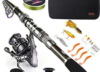 Sougayilang Fishing Rod Combos with Telescopic Fishing Pole Spinning Reels Fishing Carrier Bag for Travel Saltwater Freshwater Fishing