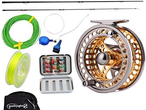 Sougayilang Fly Fishing Rod Reel Combos with Lightweight Portable Fly Rod and CNC-machined Aluminum Alloy Fly Reel,Fly Fishing Complete Starter Package