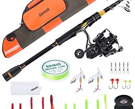 Azurewrath Fishing Pole for Adult, 2.1M/6.89ft Telescopic Fishing Rod and Reel Combo Full Kit with Fishing Line, Fishing Lures & Accessories and Carrier Bag for Freshwater