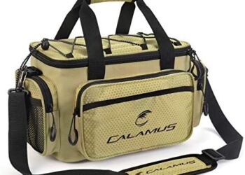 Calamus Fishing Tackle Bags – Fishing Bags for Saltwater or Freshwater Fishing – Rip-Stop PE – Padded Shoulder Strap – Pliers Storage