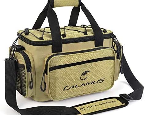 Calamus Fishing Tackle Bags – Fishing Bags for Saltwater or Freshwater Fishing – Rip-Stop PE – Padded Shoulder Strap – Pliers Storage