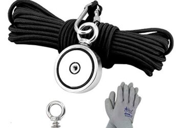 MHDMAG Double Sided Fishing Magnet with 65FT Rope and Gloves. 760lbs Combined Pulling Force Magnet Fishing Kit with Neodymium Rare Earth Magnet Heavy Duty for Retrieval and Salvage Underwater