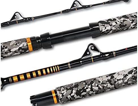 Fiblink 1-Piece Saltwater Offshore Trolling Rod 6-Feet Big Game Rod Conventional Boat Fishing Pole