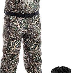 Foxelli Neoprene Chest Waders – Camo Fishing Waders for Men with Boots – Use for Duck Hunting, Fly Fishing, Emergency Flooding – 100% Waterproof, Carrying Bag Included