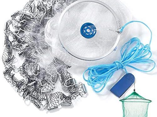 HUAYING Cast Nets Bait Fishing cast Net Fishing Throw Bait cast Net Trap Saltwater Fishing cast Net 3/8 inch Mesh Size 4FT/6FT/8FT/10FT Radius Size