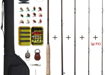 NetAngler Fly Fishing Rod and Reel Combo 4-Piece Fly Fishing Rod 5wt Aluminum Fly Reel 28 Pieces Flies Kit with Free Rod Tip,Backing,and Cloth Carry Bag