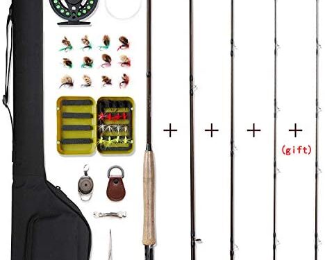 NetAngler Fly Fishing Rod and Reel Combo 4-Piece Fly Fishing Rod 5wt Aluminum Fly Reel 28 Pieces Flies Kit with Free Rod Tip,Backing,and Cloth Carry Bag