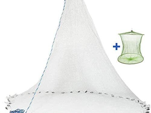Yeahmart Handmade American Saltwater Fishing Cast Net with Heavy Duty Real Zinc Sinker Weights for Bait Trap Fish 4/6/8Ft Radius, 3/8 Inch Mesh Size