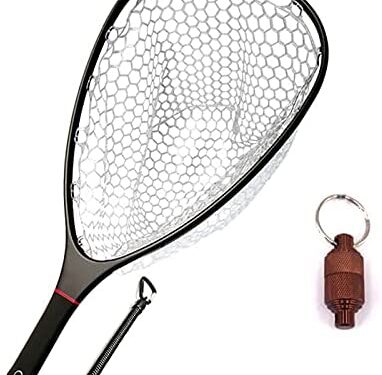 Aventik Floating Fishing Net Carbon Fiber Landing Net Clear Rubber Ghost Net Catch & Release Net with Magnetic Net Release