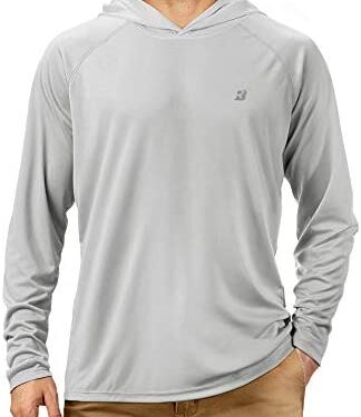 Roadbox Men’s UPF 50+ Sun Protection Long Sleeve Hoodie Shirt Outdoor UV Fishing Shirts for Workout, Running, Fishing, Hiking
