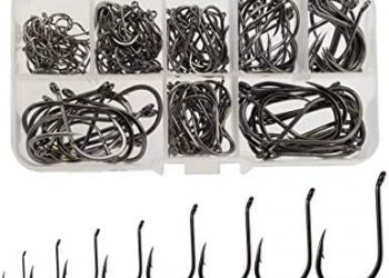 Beoccudo Freshwater Saltwater Large Size Fishing Hooks Set, Worm Soft Bait Offset Jig Fishhooks, Size 22 20 18 16 14 12 10 6
