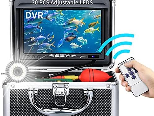 Underwater Fishing Camera, Portable Ice Fishing Camera with 30 Adjustable LEDs and 7inch 1080P IPS Monitor with DVR 16GB SD Card Fishing Video Camera for Ice, Lake, Boat, Sea (30M)