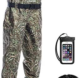 Foxelli Chest Waders – Camo Hunting & Fishing Waders for Men & Women with Boots, 2-ply Nylon/PVC Waterproof Bootfoot Waders