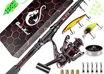 QudraKast Fishing Rod and Reel Combos, Unique Design with X-Warping Painting, Carbon Fiber Telescopic Fishing Rod with Reel Combo Kit with Tackle Box, Best Gift for Fishing Beginner and Angler