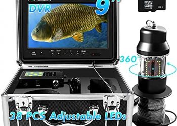 Underwater Fishing Camera 360° Rotating View Waterproof Video Camera and Adjustable 38 LEDs 9 inch 720P HD LCD Monitor with DVR Fish Finder for Ice,Lake and Boat Fishing