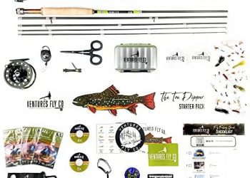 Ventures Fly Co. | Starter Packages | 23 Fly Fishing Accessories Complete Combo | Includes Rod, Reel, Line, Flies, Leader, Tippet, Forceps, Nipper, Zinger, Floatant, Net, Sling Pack, and More!…