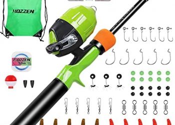 Hozzen Kids Fishing Pole, 59PCS Kids Fishing Kit, Portable Telescopic Fishing Rod and Reel Combos Full Kits, Gift for 3-10 Years Kids