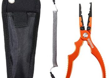 Huntsman Outdoors Fishing Pliers – 7 Inch Stainless Steel Fishing Multi Tool for Split Ring, Hook Remover, Crimping Tool and Line Cutter