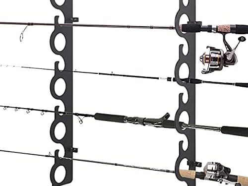 Livoccur Fishing Rod Rack, Fishing Pole Holder Wall or Ceiling Mount Rack, Fishing Rod Storage Rack, Holds 9 Rods for Home, Store, Cabin, Garage, Basement