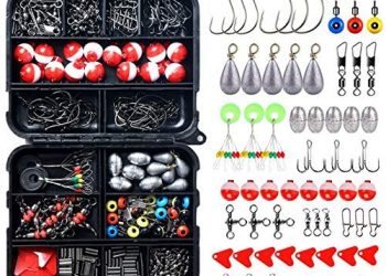 264PCS Fishing Accessories Kits with Tackle Box Saltwater Freshwater,Fishing Tackle Lure Kits Including Jig Hooks,Cross Barrel Swivel,Barrel Snap Swivel,Sinker Slides,Lead Sinker,Treble Hooks