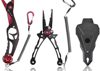 Calamus A6 Fishing Pliers with Fish Lip Gripper, Lightweight Aluminum Fishing Tools, Line Cutter Hook Remover Split Ring Pliers, Fly Fishing kit, Ice Fishing Gear, Fishing Gifts for Men