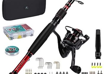 Calamus T1 Telescopic Fishing Rod and Reel Combo, Ready-to-go Fishing Gear Set with Fishing Line, Lure Kits & Accessories and Carrier Bag for Freshwater & Saltwater