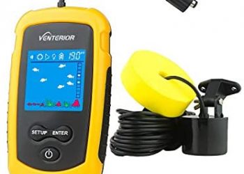 Venterior VT-FF001 Portable Fish Finder Ice Kayak Fishing Gear Handheld Fishfinder Depth Finder with Castable Sonar Transducer and LCD Display